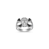 .925 Sterling Silver 1/10 Cttw Black & White Diamond Skull and Crossbones Men's or Ladies' Ring (I-J Color, I2-I3 Clarity)