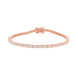 MORGAN & PAIGE 925 Sterling Silver Tennis Bracelet with Cubic Zirconia in Platinum, Yellow Gold, or Rose Gold Plated Finishes; Hypoallergenic Tarnish-Free, Silver Bracelet for Women,7.25 or 8 inch