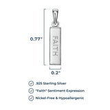 MORGAN & PAIGE .925 Sterling Silver Rhodium Plated Vertical Bar Sentiment Pendant Necklace - Lightweight Dainty Necklace for Women Sterling Silver Necklace, Jewelry Gifts 18" Rope Chain