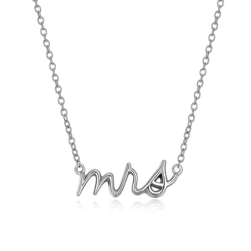 MORGAN & PAIGE .925 Sterling Silver Rhodium or 18K Yellow Gold Plated Statement Dainty Necklace for Women, Hypoallergenic Cursive Pendant Letter Necklaces for Women - 16in with 2in Extender Chain