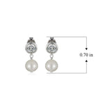 MORGAN & PAIGE 925 Sterling Silver Bezel-Set Gemstone Birthstone and 8mm White Freshwater Cultured Pearl Post Drop Earrings