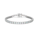 MORGAN & PAIGE .925 Sterling Silver Tennis Bracelet For Women - Genuine Natural or Created 4mm Gemstone Round Cut Birthstones, 7.25"