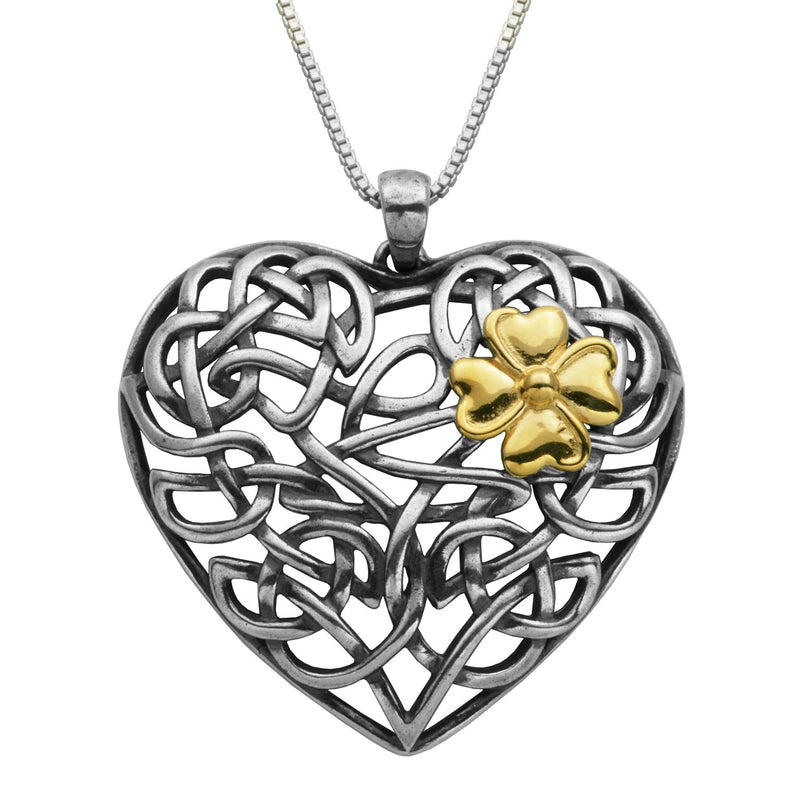 MORGAN & PAIGE Oxidized 925 Sterling Silver Celtic Knot Medallion, Heart, Clover and Solomon Knot Pendant Necklace, 18"