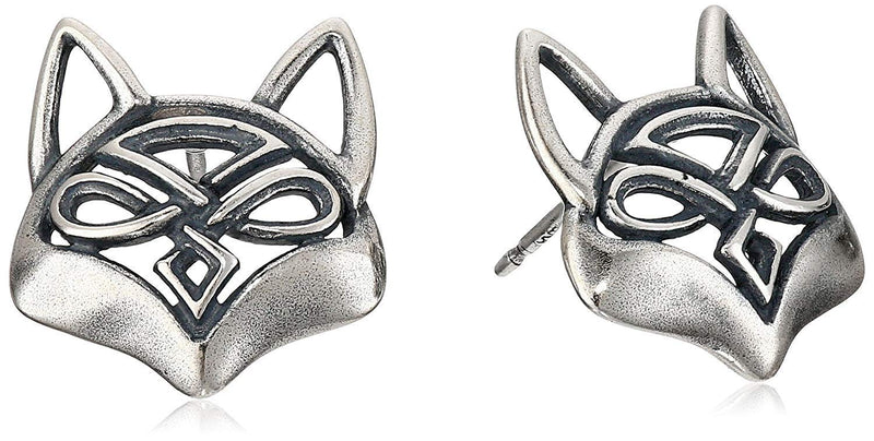 MORGAN & PAIGE 925 Sterling Silver Oxidized Celtic Knot Fox Stud Earrings