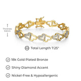 MORGAN & PAIGE 18k Gold Plated Bronze Diamond Accent Open Heart Bracelet, 7.25"