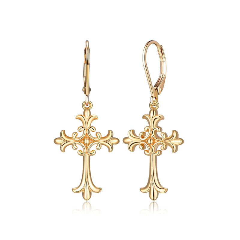 MORGAN & PAIGE .925 Sterling Silver Oxidized, 18k Yellow Gold or 14K Rose Gold Plated Celtic Cross Sterling Silver Earrings - Drop & Dangle or Stud Earrings for Women Hypoallergenic Faith Jewelry