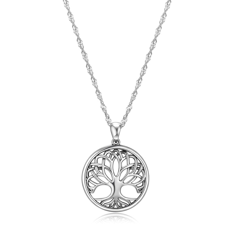 925 Sterling Silver Celtic Knot Openwork Tree of Life Earrings and Pendant Necklace