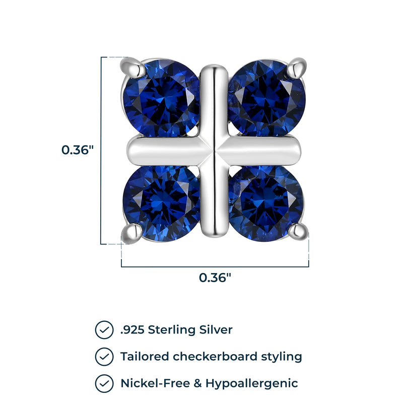 MORGAN & PAIGE Rhodium-Plated Sterling Silver Stud Earrings for Women - Hypoallergenic and Nickel-Free, Choice of Birthstone Jewelry for Her, with Elegant Gift Box, Modern Four Stones Square Design Setting