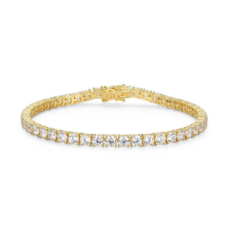 MORGAN & PAIGE 925 Sterling Silver Tennis Bracelet with Cubic Zirconia in Platinum, Yellow Gold, or Rose Gold Plated Finishes; Hypoallergenic Tarnish-Free, Silver Bracelet for Women,7.25 or 8 inch