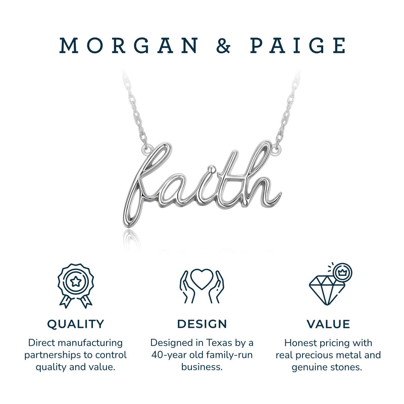 MORGAN & PAIGE .925 Sterling Silver Rhodium or 18K Yellow Gold Plated Statement Dainty Necklace for Women, Hypoallergenic Cursive Pendant Letter Necklaces for Women - 16in with 2in Extender Chain