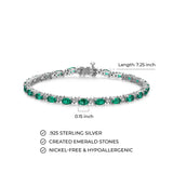 MORGAN & PAIGE .925 Sterling Silver Rhodium Plated Birthstone Tennis Bracelets for Women - Alternating Diamond and Oval Gemstone Bracelet, Secure Locking Clasp Birthday Gift Jewelry for Women 7.25"