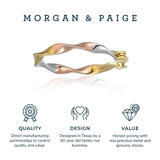 MORGAN & PAIGE .925 Sterling Silver Rhodium, 14K Rose Gold & 18K Yellow Gold Plated Three-Tone Twisted Silver Hoop Earrings for Women - Lightweight Gold Earrings for Women with Secure Latch Back Clasp