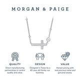 MORGAN & PAIGE .925 Sterling Silver Rhodium Plated Cubic Zirconia Sideways Cross Sterling Silver Necklace for Women - Faith Dainty Jewelry Choker Cross Necklace for Women, Adjustable Chain 16 inch