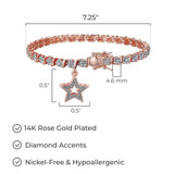 MORGAN & PAIGE Bronze Rhodium, 14k Rose Gold or 18k Yellow Gold Plated Diamond Accent Tennis Bracelets for Women Trendy - Charm Womens Bracelets with Accent S-Link Chain, Gift Jewelry 7.25 inch