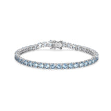 MORGAN & PAIGE .925 Sterling Silver Tennis Bracelet For Women - Genuine Natural or Created 4mm Gemstone Round Cut Birthstones, 7.25"