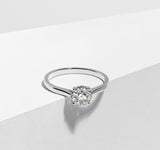 Rhodium-Plated Sterling Silver Ring - 1/3 Carat Total Weight Lab-Created Diamonds, Romantic Jewelry, Hypoallergenic, Elegant Gift Box Included