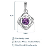 MORGAN & PAIGE Gemstone Lab-Created Birthstone Pendant Love Knot Necklace Featuring Rhodium-Plated Sterling Silver with Faceted Cable Chain, Love Knot Necklace, Birthstone Necklaces for Women