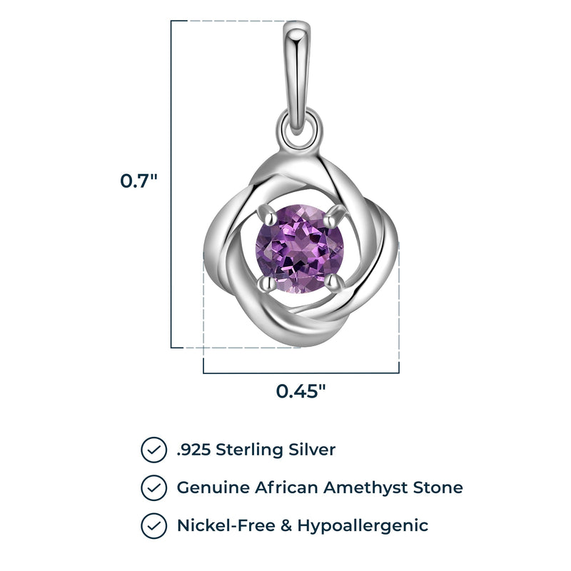 MORGAN & PAIGE Gemstone Lab-Created Birthstone Pendant Love Knot Necklace Featuring Rhodium-Plated Sterling Silver with Faceted Cable Chain, Love Knot Necklace, Birthstone Necklaces for Women