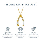 MORGAN & PAIGE 925 Sterling Silver 1" Wishbone Pendant Necklace on 18" Chain - Rose Gold/Yellow Gold/Silver