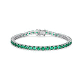 MORGAN & PAIGE .925 Sterling Silver Tennis Bracelet For Women - Genuine Natural or Created 4mm Gemstone Round Cut Birthstones, 7.25"