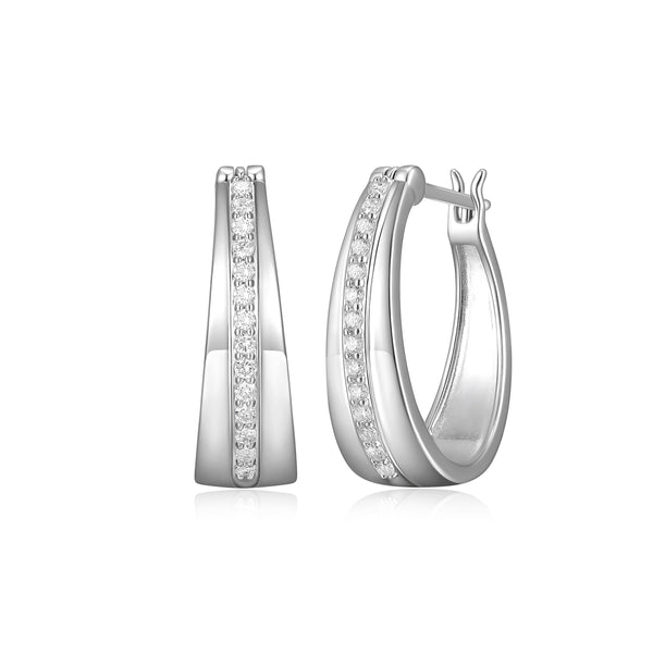 LUXLAB Diamond Hoop Earrings - Rhodium-Plated Sterling Silver, 3/8 Carat Total Weight, Lab-Created Diamonds, Hypoallergenic, Elegant Gift Box Included