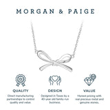 MORGAN & PAIGE Rhodium Plated 925 Sterling Silver Bow Pendant Necklace or Hinged Bangle Bracelet for Women