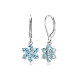 MORGAN & PAIGE .925 Sterling Silver Gemstone Birthstone Flower Cluster Leverback Dangle Drop Earrings for Women - Hypoallergenic Jewelry