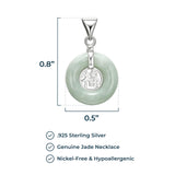 MORGAN & PAIGE .925 Sterling Silver Rhodium Plated Genuine Jade Necklaces for Women - Green Jade Good Fortune Fu Symbol Dainty and Lightweight Sterling Silver Necklace for Women, 18 inch