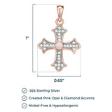 MORGAN & PAIGE 14K Rose Gold Plated Created Opal and Diamond Accent Two Tone Dainty Demi Fine Cross Pendant Necklace, 18"