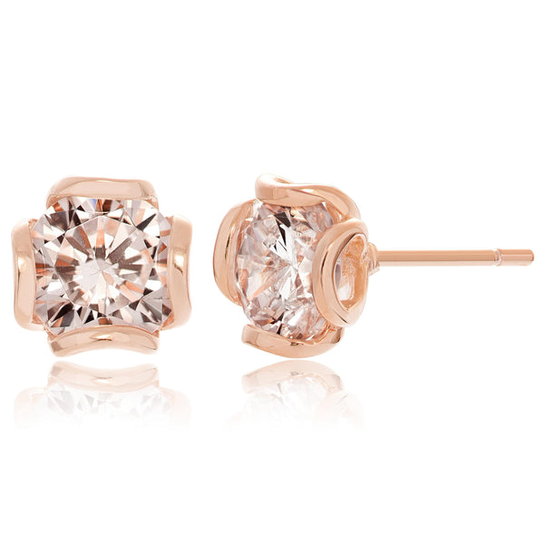 Morgan & Paige 925 Sterling Silver Cubic Zirconia Flower Basket Stud Earrings for Women, Hypoallergenic Jewelry for her, Plated in Rhodium/Rose Gold/Yellow Gold