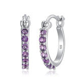 MORGAN & PAIGE Dainty 925 Sterling Silver Gemstone Birthstone Demi Fine Hoop Earrings