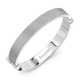 Room101 Stainless Steel 10mm Flat Striped Mens Bangle Bracelet, 8"