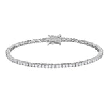 MORGAN & PAIGE 925 Sterling Silver Tennis Bracelet with Cubic Zirconia in Platinum, Yellow Gold, or Rose Gold Plated Finishes; Hypoallergenic Tarnish-Free, Silver Bracelet for Women,7.25 or 8 inch