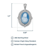 MORGAN & PAIGE .925 Sterling Silver Rhodium Plated Virgin Mary Necklace Genuine Blue Agate & Diamond or Butterfly Necklace Genuine Green Agate - Cameo Sterling Silver Jewelry Gift for Her, 18 inch