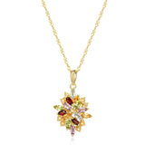 MORGAN & PAIGE 18K Yellow Gold Plated 925 Sterling Silver Diamond-Accented Gemstone Birthstone Cluster Pendant Necklace, 18"