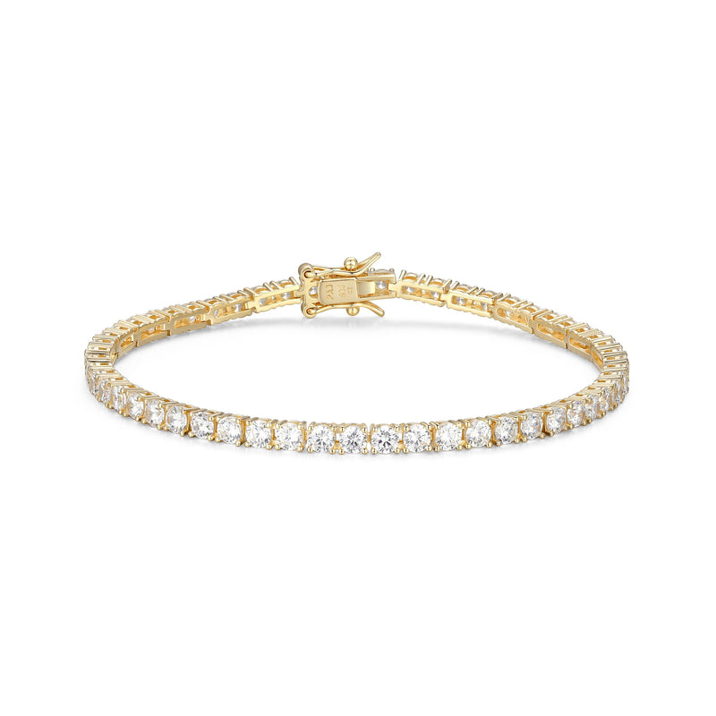 MORGAN & PAIGE 925 Sterling Silver Tennis Bracelet with Cubic Zirconia in Platinum, Yellow Gold, or Rose Gold Plated Finishes; Hypoallergenic Tarnish-Free, Silver Bracelet for Women,7.25 or 8 inch