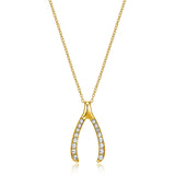 MORGAN & PAIGE 925 Sterling Silver 1" Wishbone Pendant Necklace on 18" Chain - Rose Gold/Yellow Gold/Silver