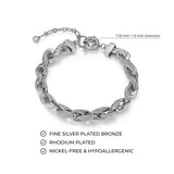 MORGAN & PAIGE Cubic Zirconia Rope Chain Bracelet 7.25" + 1.5" Extention - Choise of Width and Color