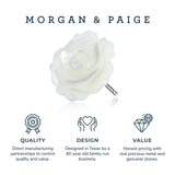 MORGAN & PAIGE .925 Sterling Silver Rhodium Plated Carved Mother of Pearl Rose Stud Earrings for Women - White Pearl Sterling Silver Earrings, Lightweight & Hypoallergenic Jewelry for Sensitive Ears