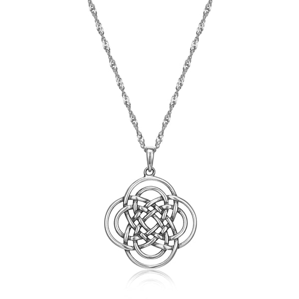 MORGAN & PAIGE Oxidized 925 Sterling Silver Celtic Knot Medallion, Heart, Clover and Solomon Knot Pendant Necklace, 18"