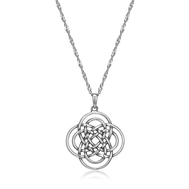 MORGAN & PAIGE Oxidized 925 Sterling Silver Celtic Knot Medallion, Heart, Clover and Solomon Knot Pendant Necklace, 18"