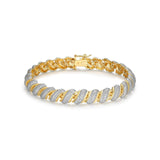 MORGAN & PAIGE 18k Gold Plated Sterling Silver Two Tone Diamond Accent Tennis Bracelet, 7.5"