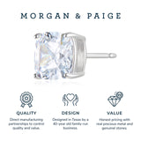 MORGAN & PAIGE .925 Sterling Silver Platinum or 14k Rose Gold Plated Cushion Brilliant Cut 7mm Cubic Zirconia Earrings Studs, 4 Prong Setting Butterfly-Back Hypoallergenic Stud Earrings for Women