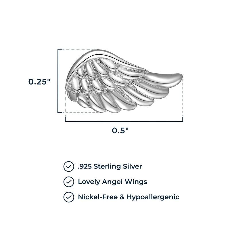 Morgan & Paige Rhodium / 14K Rose Gold / 18K Yellow Gold Plated 925 Sterling Silver Angel Wing Stud Earrings Hypoallergenic Adorned for Women