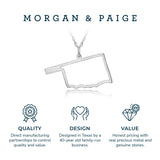 MORGAN & PAIGE .925 Sterling Silver Rhodium Plated US Home States Outline Map Pendant Necklaces for Women - Long Distance Friendship Dainty Hypoallergenic Sterling Silver Necklace for Women 18 inch