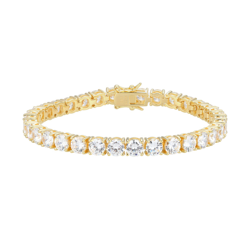 MORGAN & PAIGE 925 Sterling Silver Tennis Bracelet with Cubic Zirconia in Platinum, Yellow Gold, or Rose Gold Plated Finishes; Hypoallergenic Tarnish-Free, Silver Bracelet for Women,7.25 or 8 inch