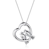 MORGAN & PAIGE 925 Sterling Silver Love Bird Parrots Heart Pendant Necklace, 18"