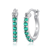 MORGAN & PAIGE Dainty 925 Sterling Silver Gemstone Birthstone Demi Fine Hoop Earrings