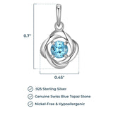 MORGAN & PAIGE Gemstone Lab-Created Birthstone Pendant Love Knot Necklace Featuring Rhodium-Plated Sterling Silver with Faceted Cable Chain, Love Knot Necklace, Birthstone Necklaces for Women