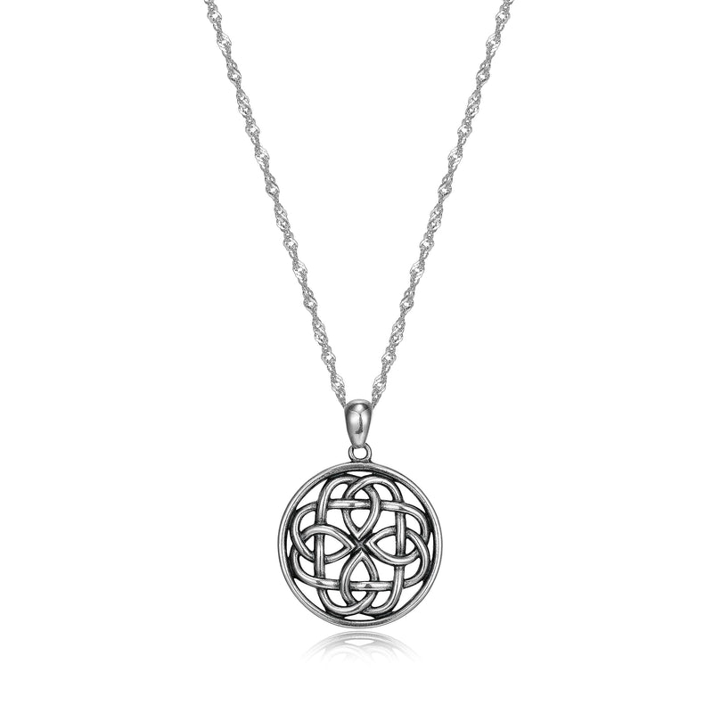 MORGAN & PAIGE Oxidized 925 Sterling Silver Celtic Knot Medallion, Heart, Clover and Solomon Knot Pendant Necklace, 18"